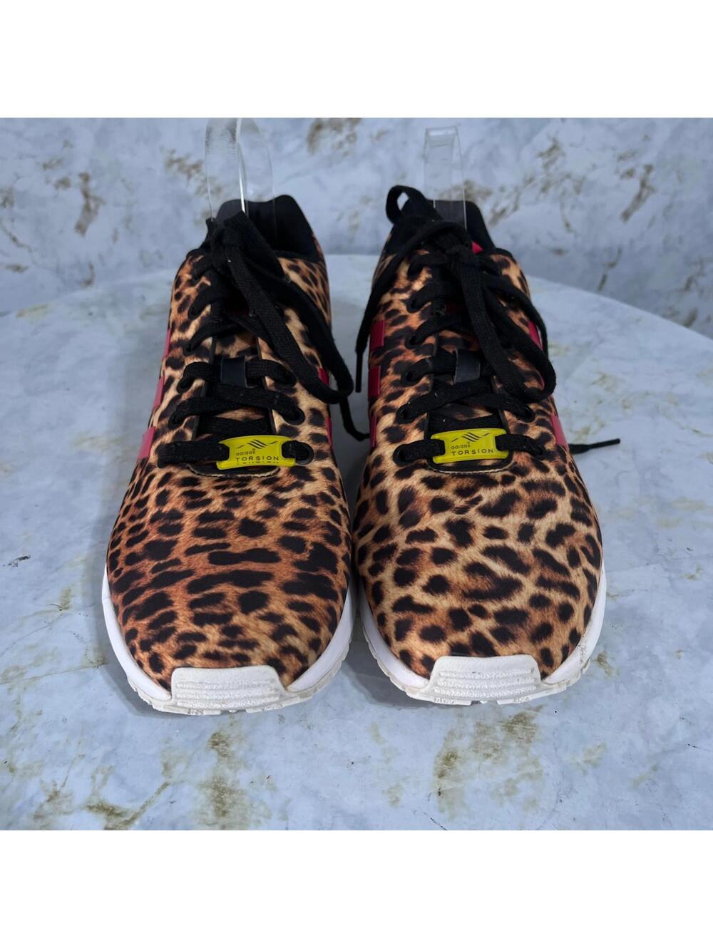 Adidas ZX Flux Leopard Womens Size 9.5 Shoes Brown Pink Athletic Trainer Sneaker - Picture 3 of 12